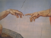 “Creazione di Adamo” di Michelangelo, particolare