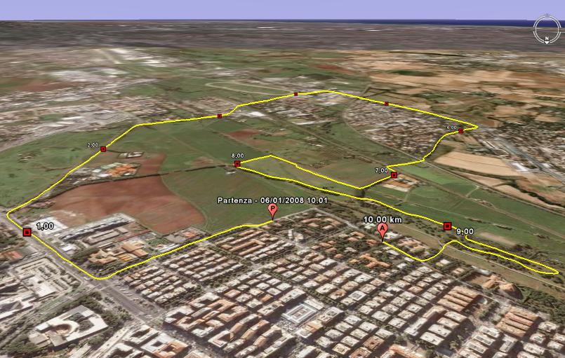 Mappa 3D della Corsa della Befana 2008 (Google Earth)