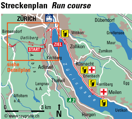 Mappa della Zurich Marathon