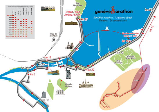 Mappa della Maratona di Ginevra