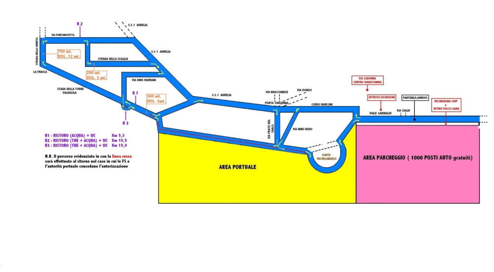 Mappa della Mezza Maratona di Civitavecchia