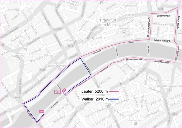 Mappa della Race For The Cure di Francoforte.